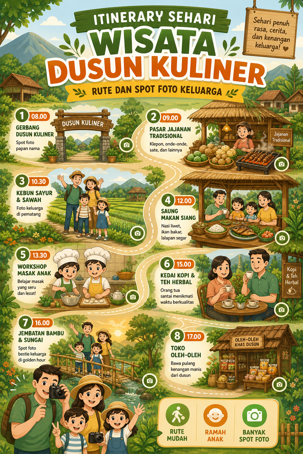 Itinerary Sehari Wisata Dusun Kuliner: Rute dan Spot Foto Keluarga - dusun