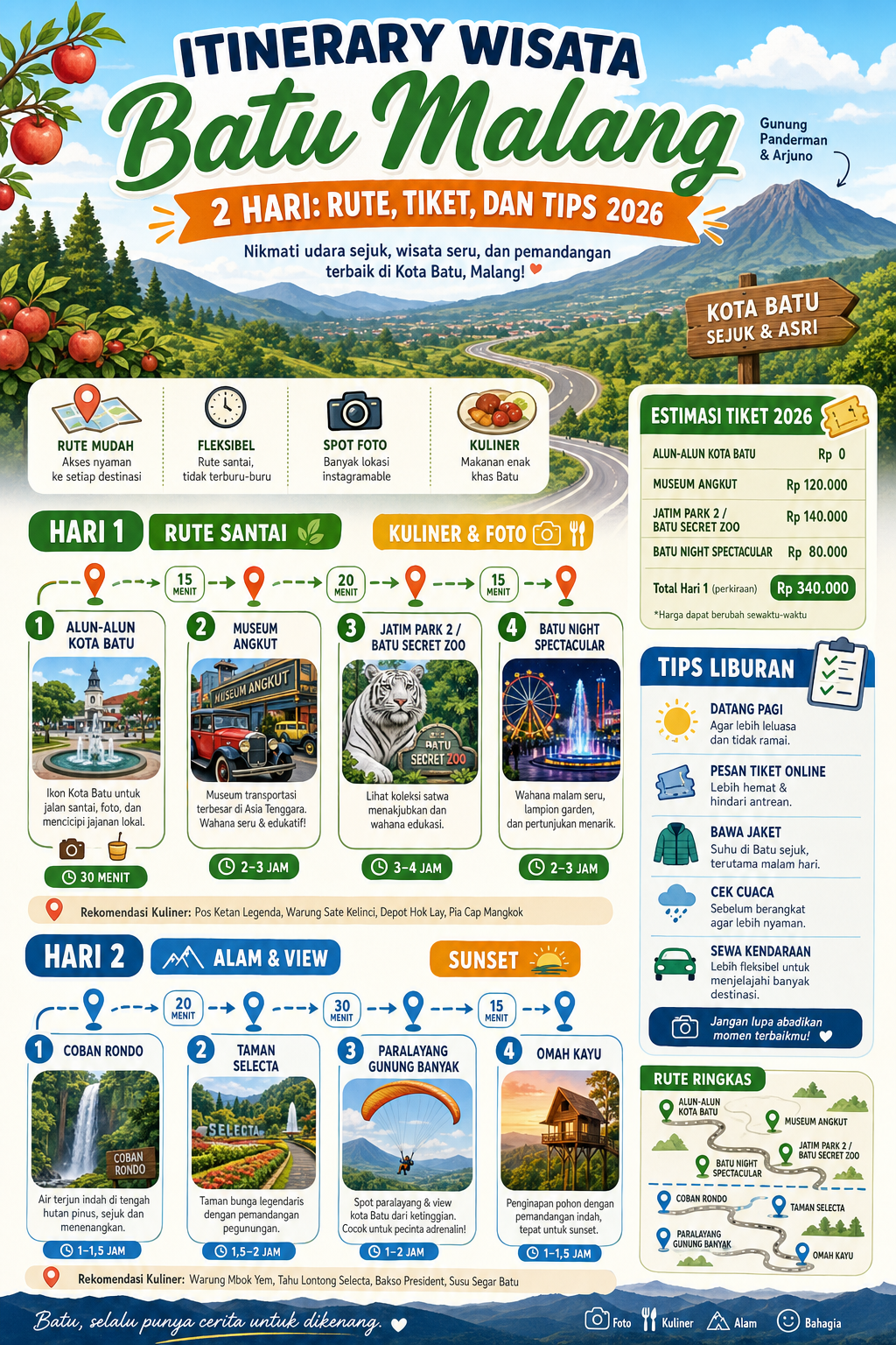 Itinerary Wisata Batu Malang 2 Hari: Rute, Tiket, dan Tips 2026 - batu