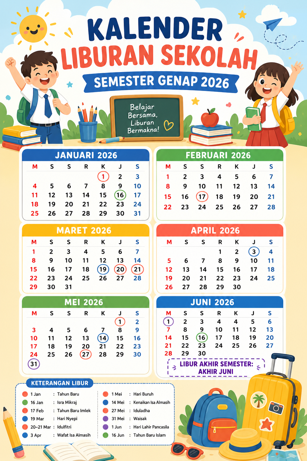 Kalender Liburan Sekolah Semester Genap 2026 - liburan