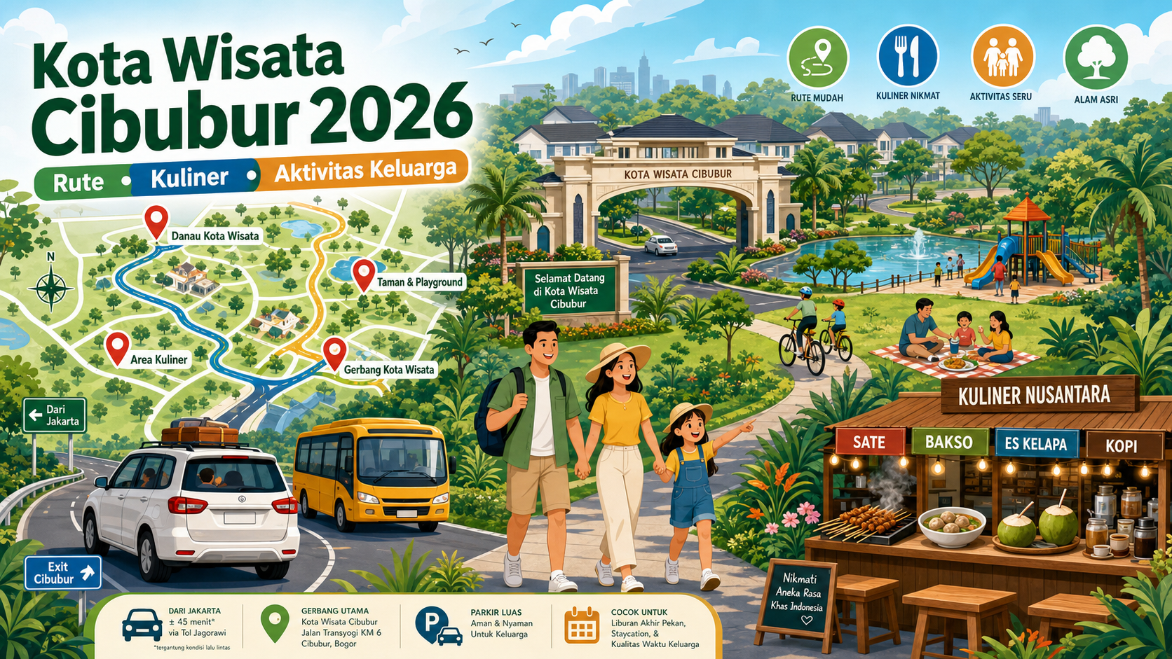 Kota Wisata Cibubur 2026: Rute, Kuliner, dan Aktivitas Seru Keluarga - cibubur