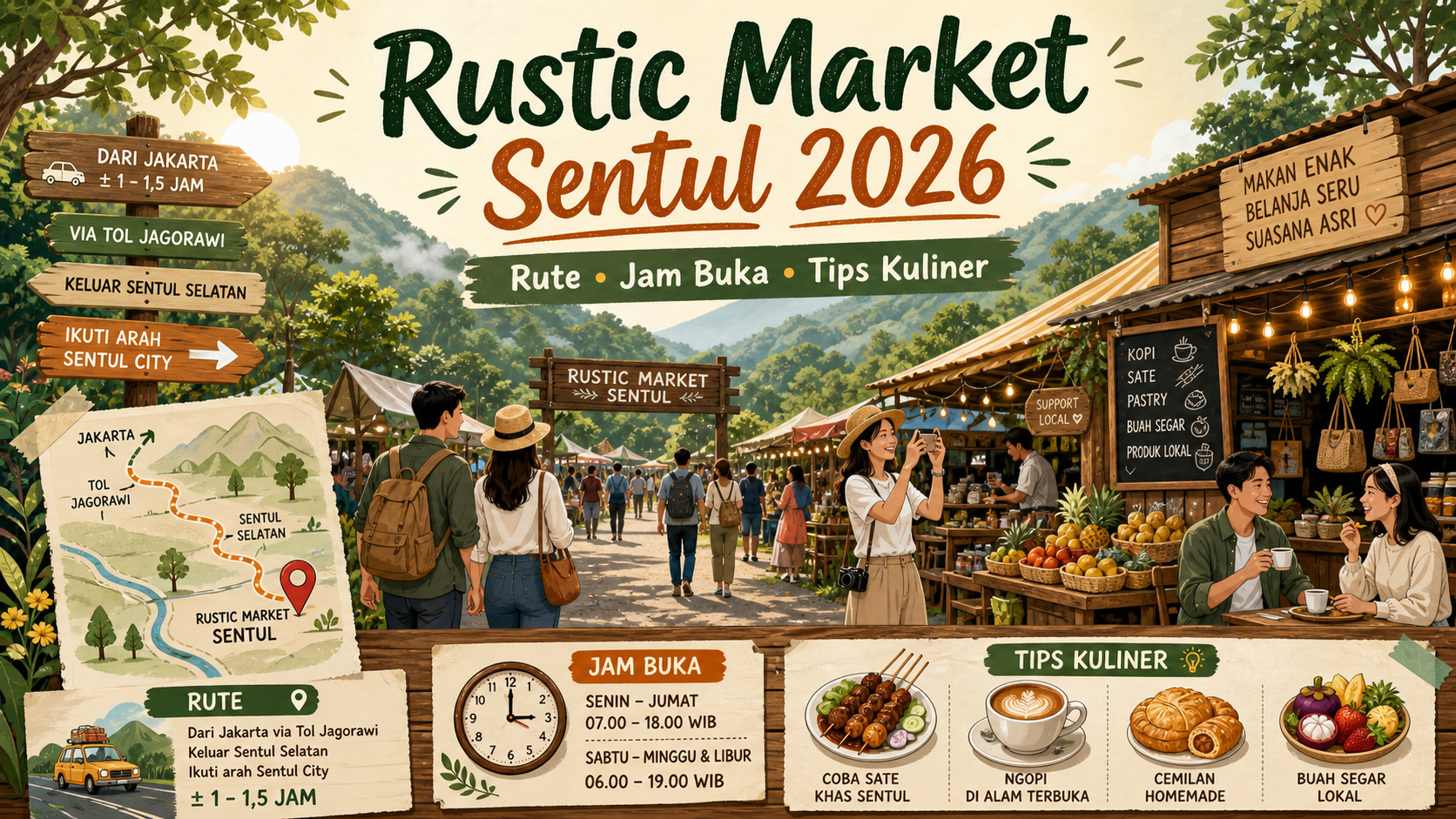 Rustic Market Sentul 2026: Rute, Jam Buka, dan Tips Kuliner - sentul
