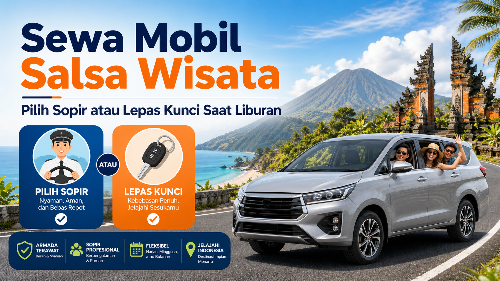 salsa - Sewa Mobil Salsa Wisata: Pilih Sopir atau Lepas Kunci Saat Liburan