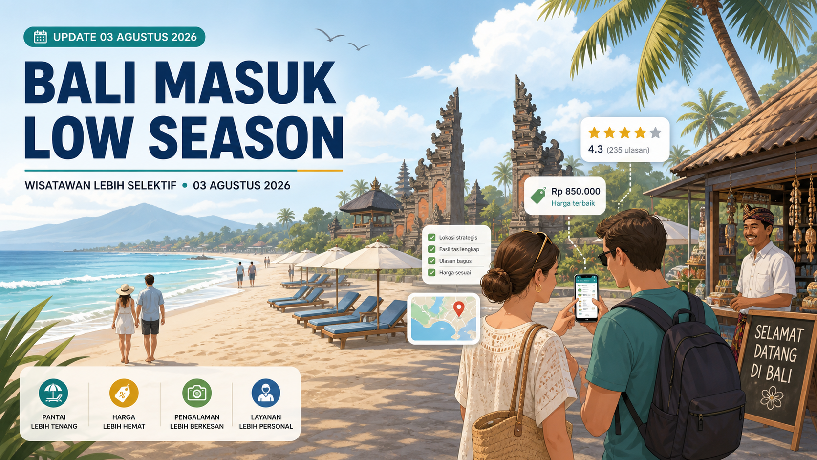 Update 03 Agustus 2026: Bali Masuk Low Season, Wisatawan Lebih Selektif - bali